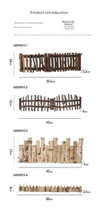 Size chart showing four models of foldable wooden Christmas fences with detailed dimensions