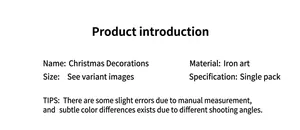 Detailed iron Christmas ornament specifications and size chart for desktop decoration