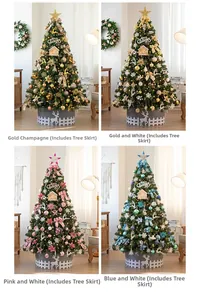 Detailed comparison of four luxury artificial Christmas trees in various color schemes