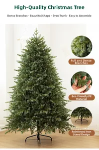 Detail of high-density PE Christmas tree foliage and reinforced iron metal base stand