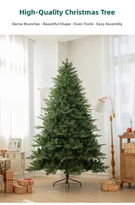 Close-up of a premium artificial Christmas tree with dense branches and stable metal stand