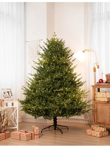 Lussuoso albero di Natale artificiale con calde luci LED e robusto supporto in metallo