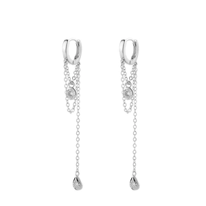 S925 Silver drop earrings with star-pattern waterdrop pendants and sparkling zircon