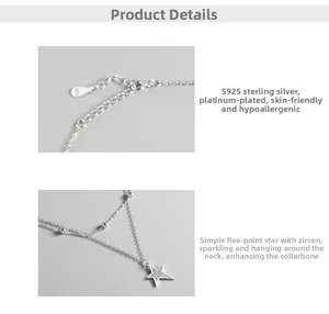 Detail of S925 sterling silver star necklace featuring lobster clasp and hallmarked stamp