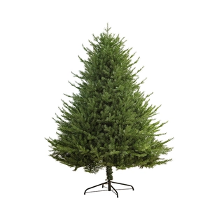 Albero di Natale di lusso in PE con aghi folti e supporto stabile in metallo nero