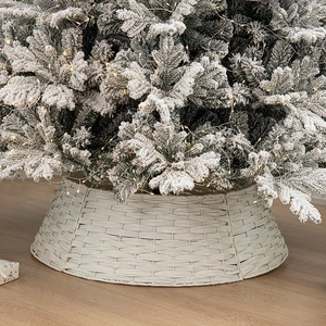 Falda de árbol de Navidad tejida en blanco para árboles grandes nevados estilo nórdico
