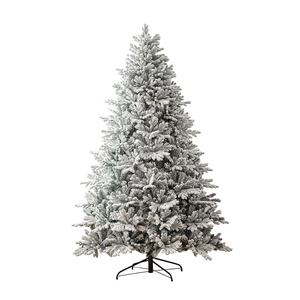 Árbol de Navidad artificial flocado con textura de nieve blanca y soporte de metal