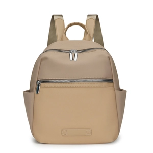 Minimalist apricot Oxford cloth backpack with large capacity and waterproof fabric