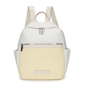 Minimalist beige and yellow oxford backpack with large capacity for travel and daily use