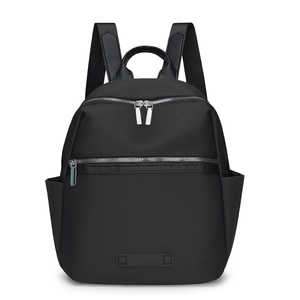 Minimalist black oxford fabric backpack for women with large capacity for travel and commute