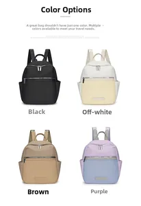 Detailed color display of Oxford fabric backpacks in black, beige, brown, and purple