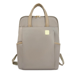 Sac à dos pour femme en nylon kaki résistant à l'eau avec poignée en cuir et poches