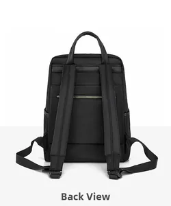 Vue arrière du sac à dos oxford noir avec bretelles rembourrées et poche zippée antivol