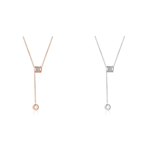 Elegante 925er Silber Y-Halsketten in Roségold und Silber mit glitzernden Zirkonia-Schiebern