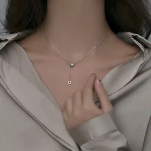 Zylinder Pavé Zirkonia Y-Förmige Lariat Halskette Kupfer Plattiert Geometrisch Minimalistisch Zierlich Für Damen