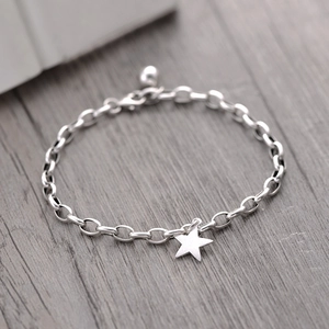 S925 Sterling Silver Star Bracelet Minimalist Hollow Link Chain Jewelry For Women Korean Fashion Accessory Elegant Style