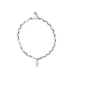 S925 sterling silver minimalist pentagram star charm bracelet with an adjustable O-chain