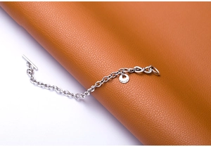 Detail of S925 sterling silver bracelet with OT toggle clasp and Lucky coin charm