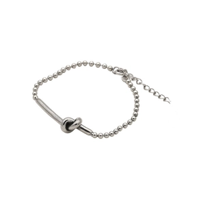 Minimalist S925 sterling silver knot bead bracelet with adjustable lobster clasp