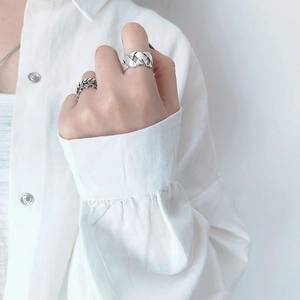 Minimalistisches S925 Sterlingsilber Ring-Set gewebt für Damen in edler Silberoptik
