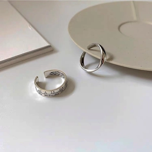 S925 sterling silver Mobius rings with vintage engravings and minimalist smooth band