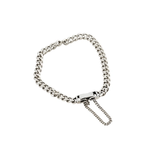Polished S925 sterling silver chunky curb chain bracelet with secure safety chain