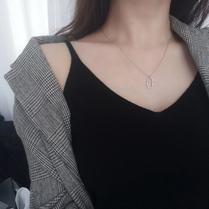 Minimalist Irregular Oval Pendant Necklace Copper Gold Plated Geometric Chain For Women Girls Chic Jewelry Gift