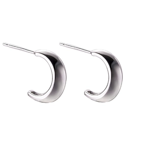 Minimalistische S925 Silber C-Form Creolen mit polierter Hochglanzoberfläche für Damen