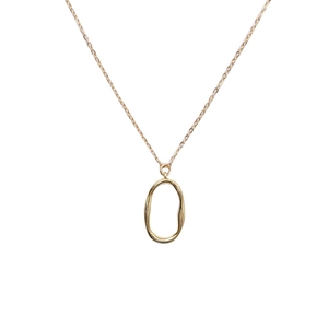 Minimalist S925 silver necklace featuring an irregular gold-plated oval pendant on thin chain