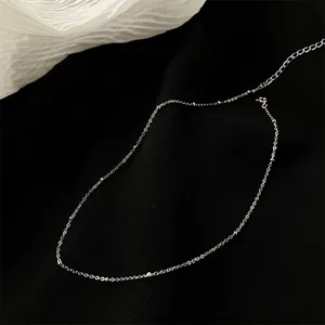 Collier ras du cou minimaliste en argent S925 avec chaîne à billes fine pour femme
