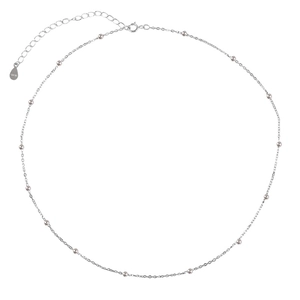 Collier ras de cou en argent 925 avec perles métalliques et chaîne de réglage