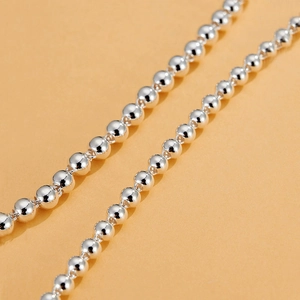 Minimalist 925 sterling silver ball bead necklace with high polished mirror finish jewelry