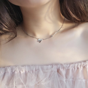 Paper Plane Star Pendant Necklace Silver Plated Copper Zircon Origami Minimalist Jewelry For Women