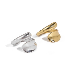 Bagues minimalistes ondulées en argent sterling S925, finitions or et argent poli