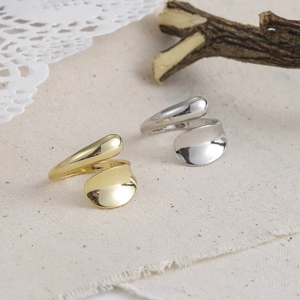 Bague Ouverte Réglable Minimaliste Forme Organique Métal Liquide Irrégulière Cuivre Poli Pour Femmes Bijoux Élégants