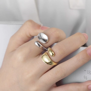 Bagues minimalistes en argent sterling S925 en or et argent avec effet métal liquide poli