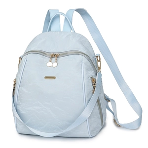 Modern Women Fashion Backpack PU Leather Crinkled Texture Large Capacity Waterproof Casual Travel School Bag Gold Hardware