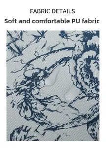 Vue détaillée de la texture en cuir PU fleuri avec gouttes d'eau imperméables
