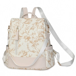 Sac à dos vintage fleuri pour femme avec motif Toile de Jouy et grande capacité de rangement