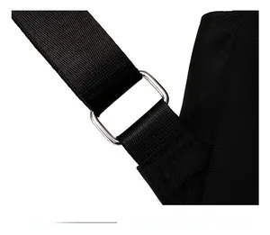 Detail of durable nylon shoulder strap connection with silver metal ring and reinforced stitching