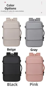 Waterproof oxford backpack showing four color options: beige, grey, black and pink