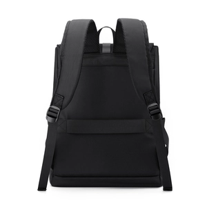 Sac à dos d'affaires noir minimaliste avec bretelles en mesh et sangle de bagage