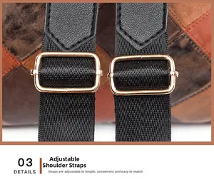 Adjustable black nylon shoulder strap with golden metal buckle for anti-theft backpack