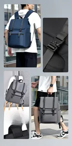 Detail of adjustable breathable mesh straps and durable buckles on this backpack