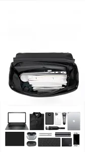 Detail showing spacious main compartment with multi-pocket organizer for laptop and gear