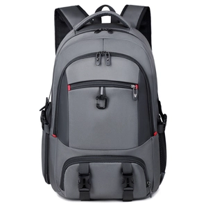 Deep grey large capacity outdoor travel backpack for men with multi-layer storage compartments