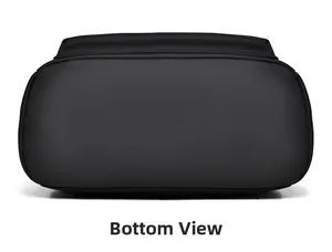 Detailed bottom view of the large capacity black waterproof leather business backpack