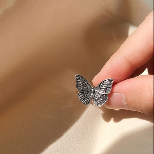 Vintage 925 sterling silver butterfly open ring featuring detailed textured wings