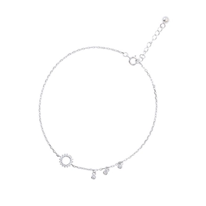 925 sterling silver geometric sun flower anklet with sparkling zircon stones