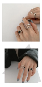 Détails de bagues en argent 925 avec chaîne irrégulière et design double couche minimaliste